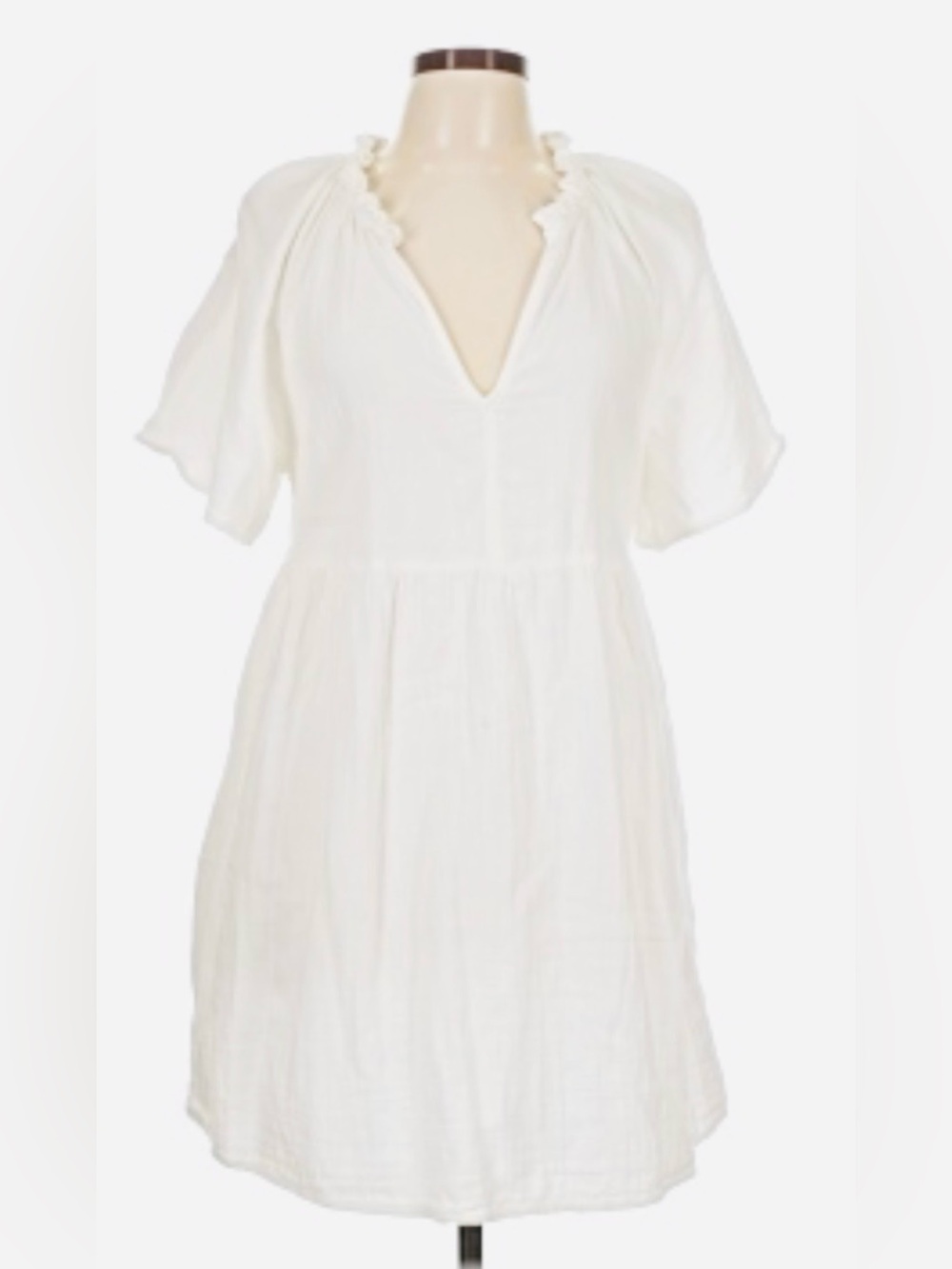 Old Navy White V-Neck Short Flutter Sleeve Mini Dress